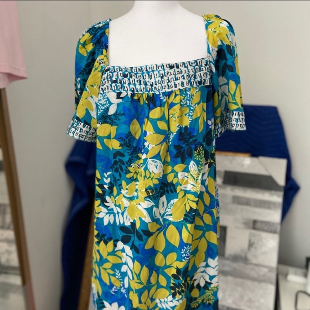 Adrianna Papell Floral Leaf Print Sundress